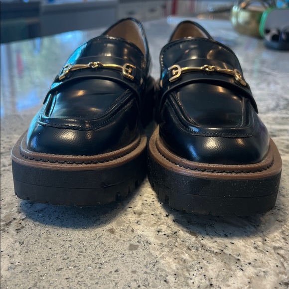 Sam Edelman Black Loafers with Gold Accent - Picture 3 of 9